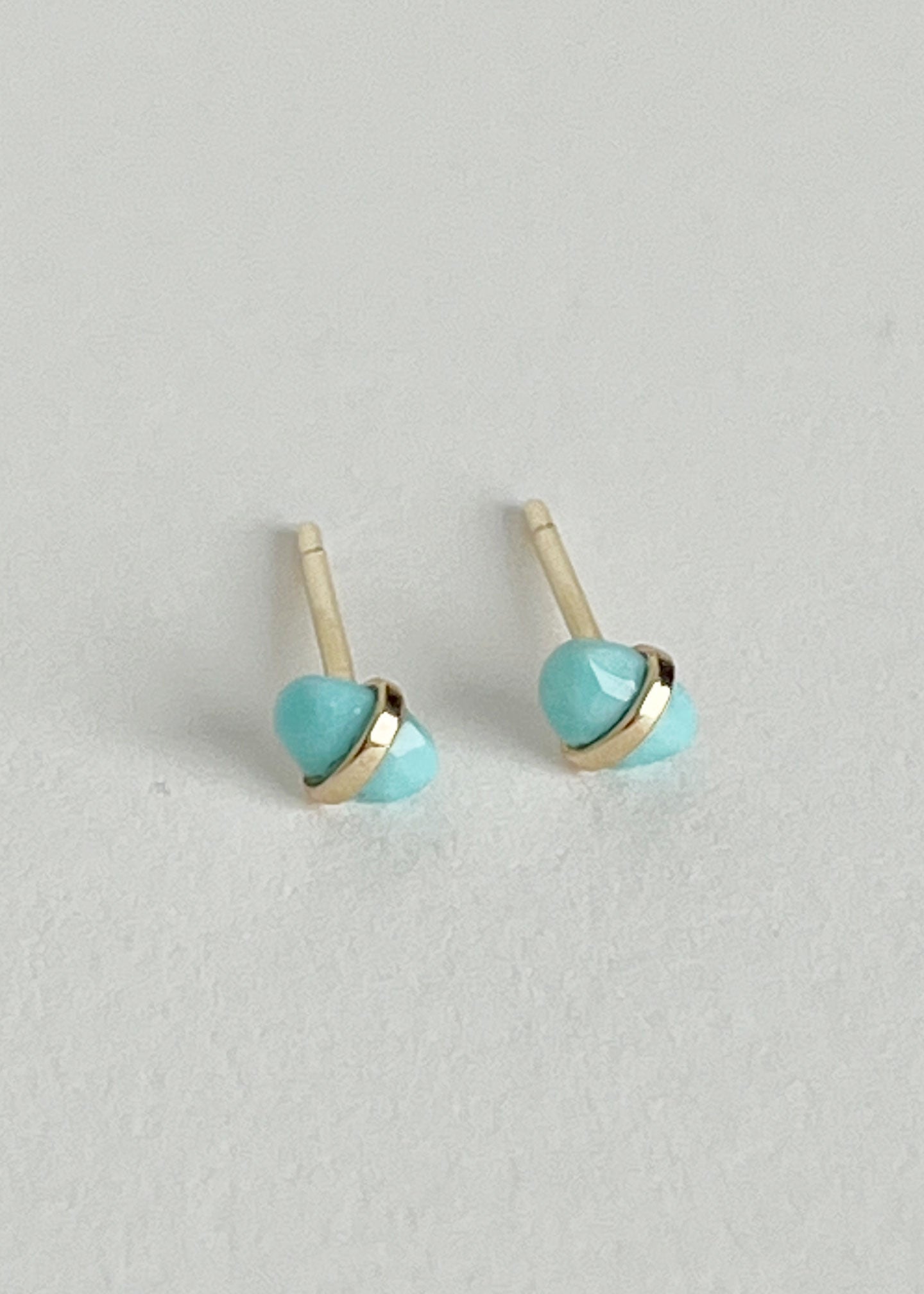 14k Bezel Wrap Turquoise Studs Pair