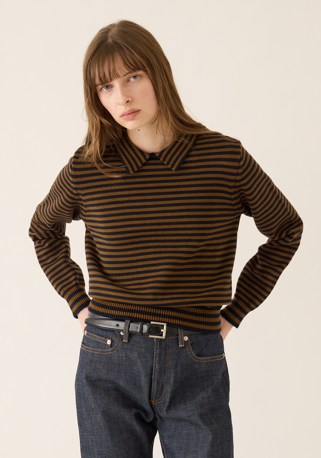 Nadia Sweater Navy/Caramel