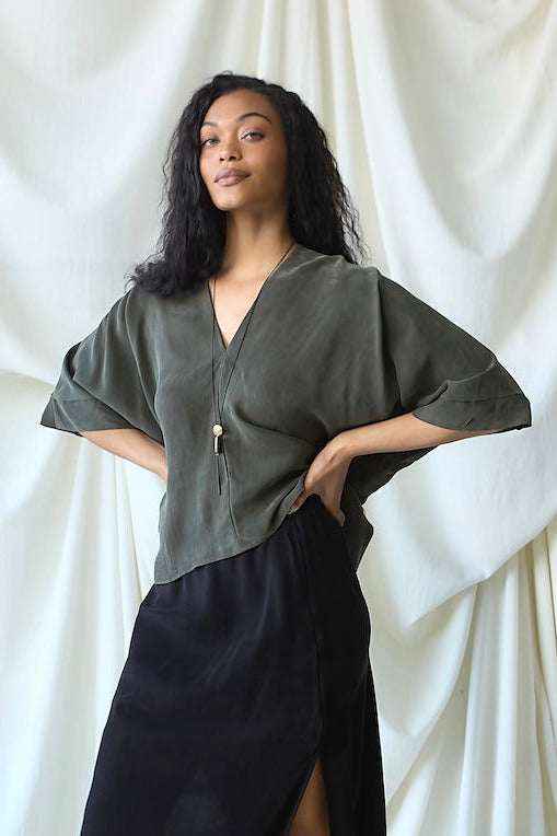 Deep V-neck Blouse