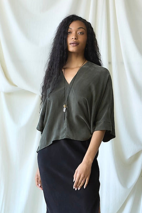 Deep V-neck Blouse