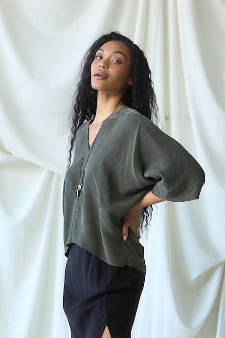 Deep V-neck Blouse