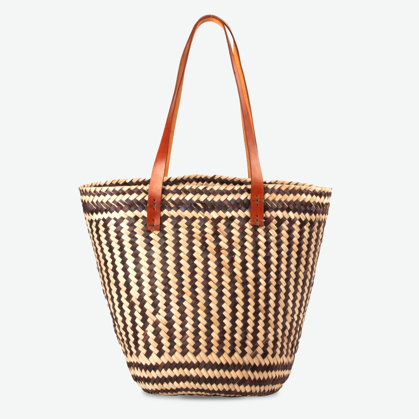Paloma Palm Straw Tote - Black/White