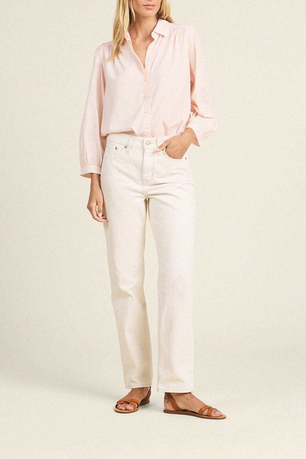 Zola Blouse - Pink Micro Stripe