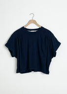 Pleated Dolman  Tee - Deep Navy