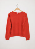 Cashmere Boat Neck Boxy Pullover Red