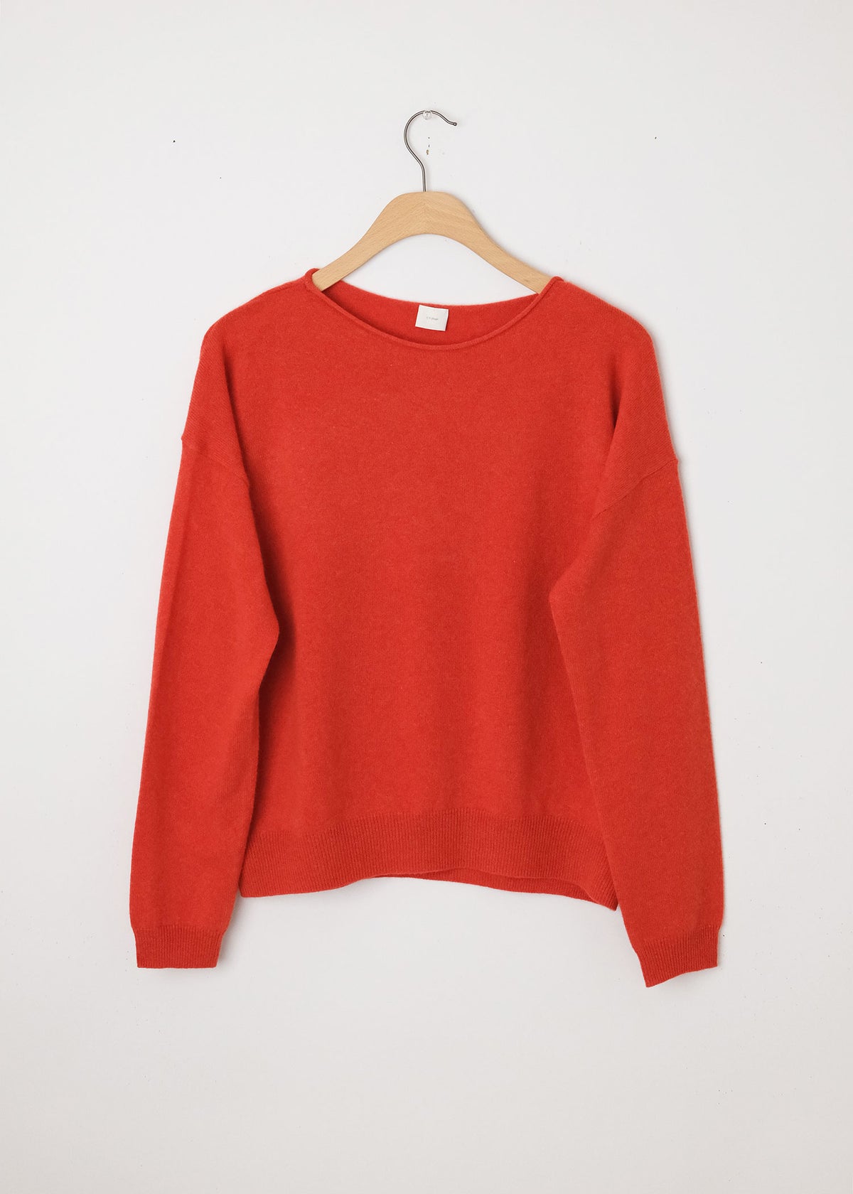 Cashmere Boat Neck Boxy Pullover Red