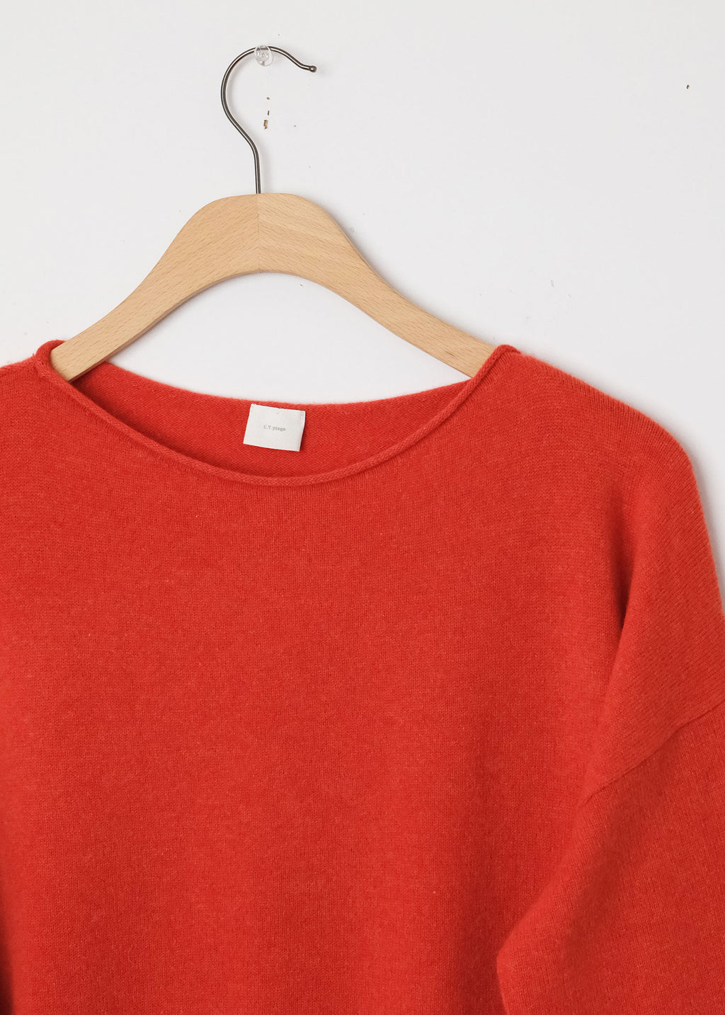 Cashmere Boat Neck Boxy Pullover Red