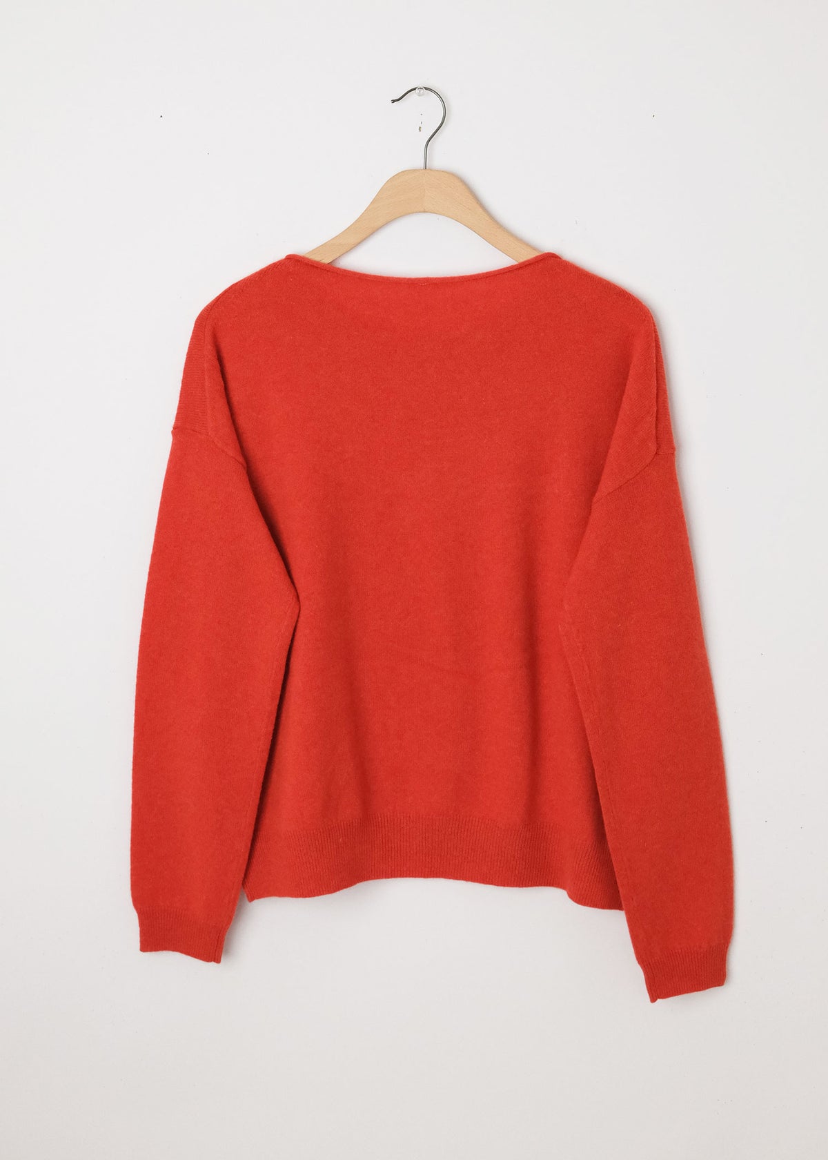 Cashmere Boat Neck Boxy Pullover Red