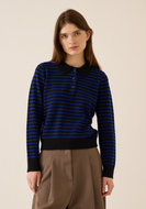 Riguel Lambswool Stripe Seater - Black/Royal