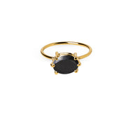 Gold Plated Silver Ring in Onyx - 7