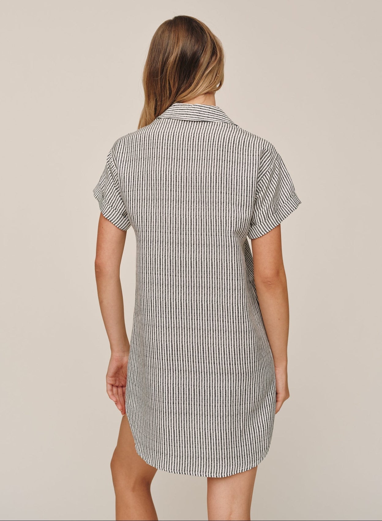 Roll Shirt Dress Hatch Stripe