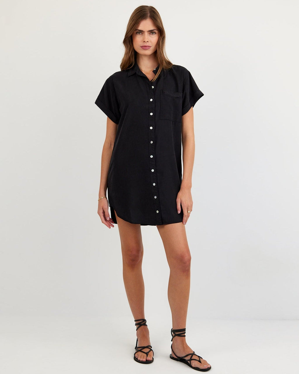 Roll Shirt Dress Black