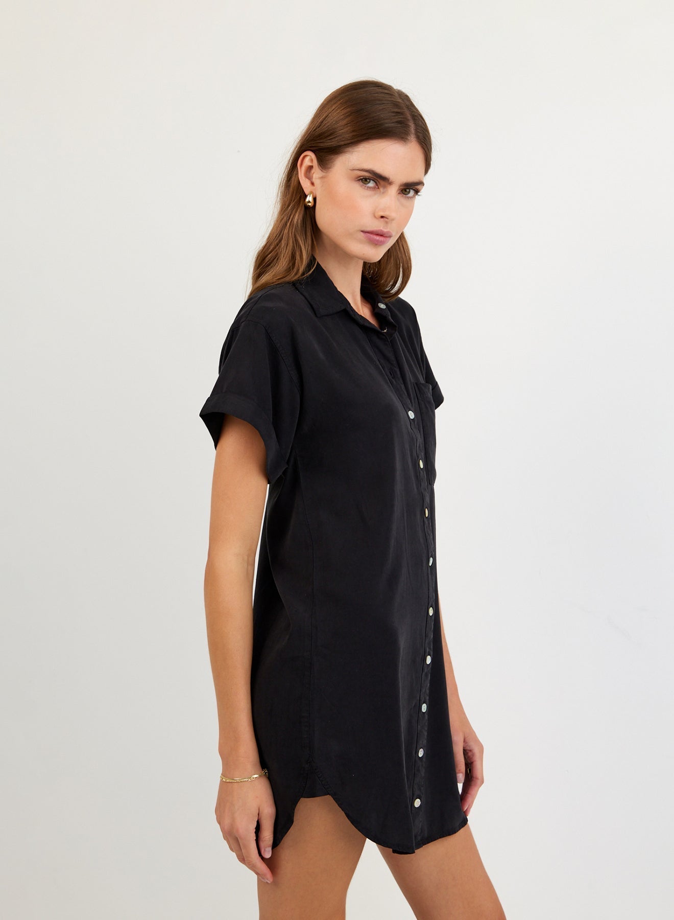 Roll Shirt Dress Black