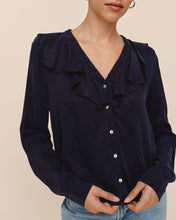 Load image into Gallery viewer, Long Sleeve Ruffle V-Neck Button Up
