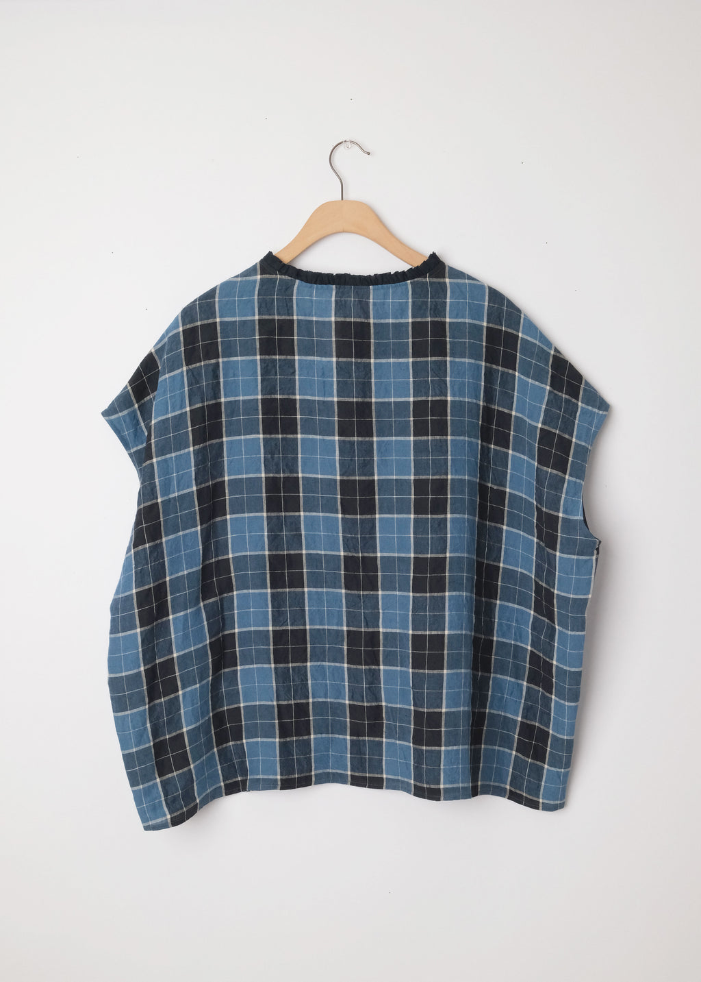Ruffle Edge Trim Plaid Top