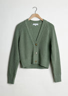 Cotton Linen Ribbed Button Cardigan