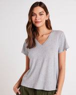 Side Slit V-Neck Tee - Heather Ash