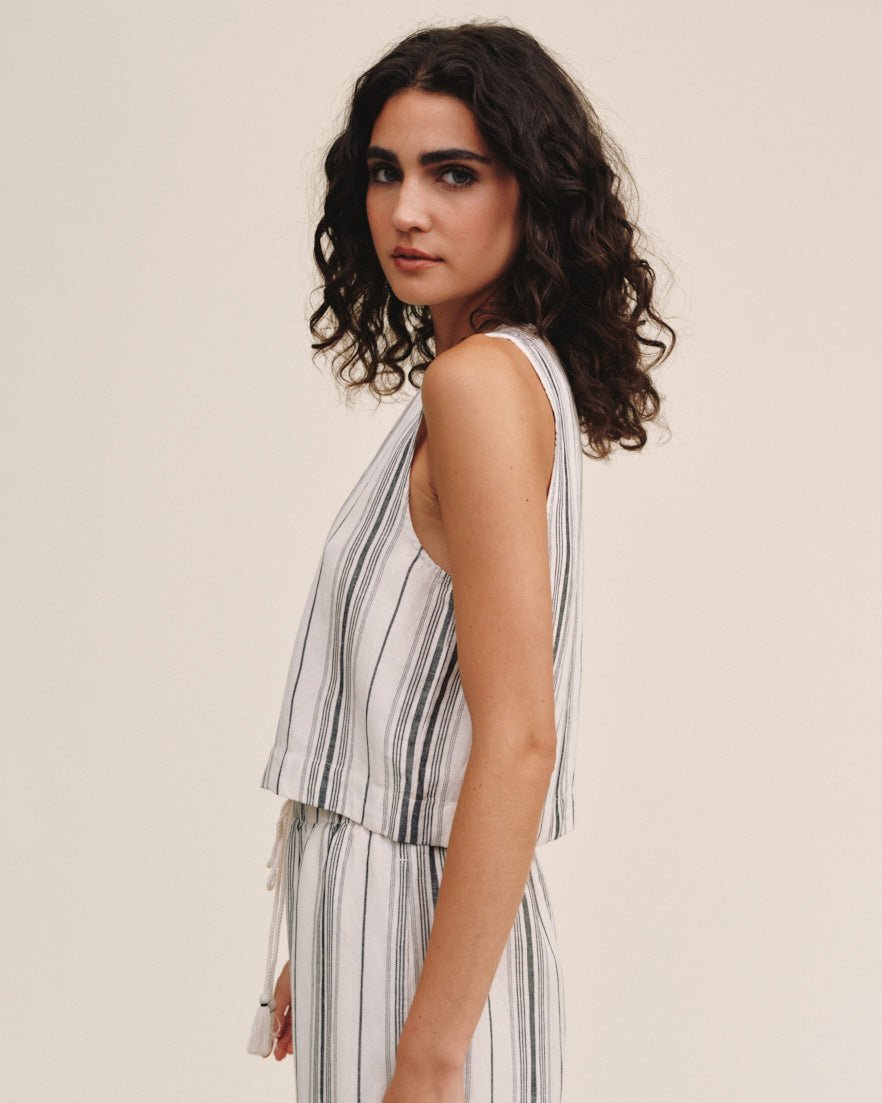 Sleeveless Button Front Top