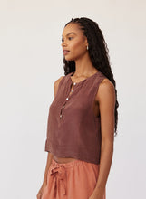 Load image into Gallery viewer, Sleeveless Half Placket Top - Casablanca Brown
