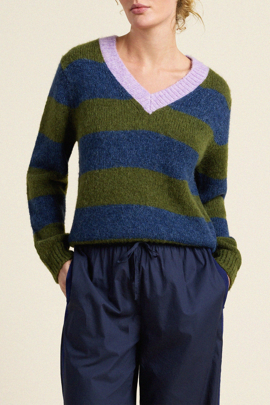 Chalet Sweater Olive Stripe
