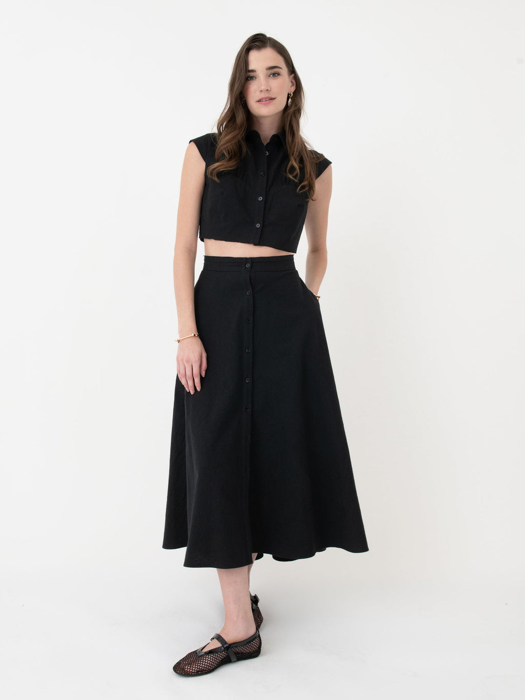 Button Skirt Black