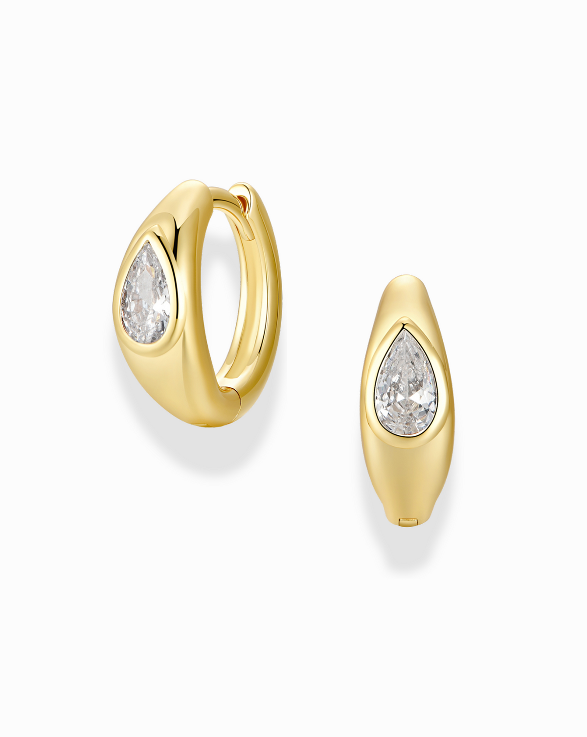 Tally Pear Huggie Hoops Gold