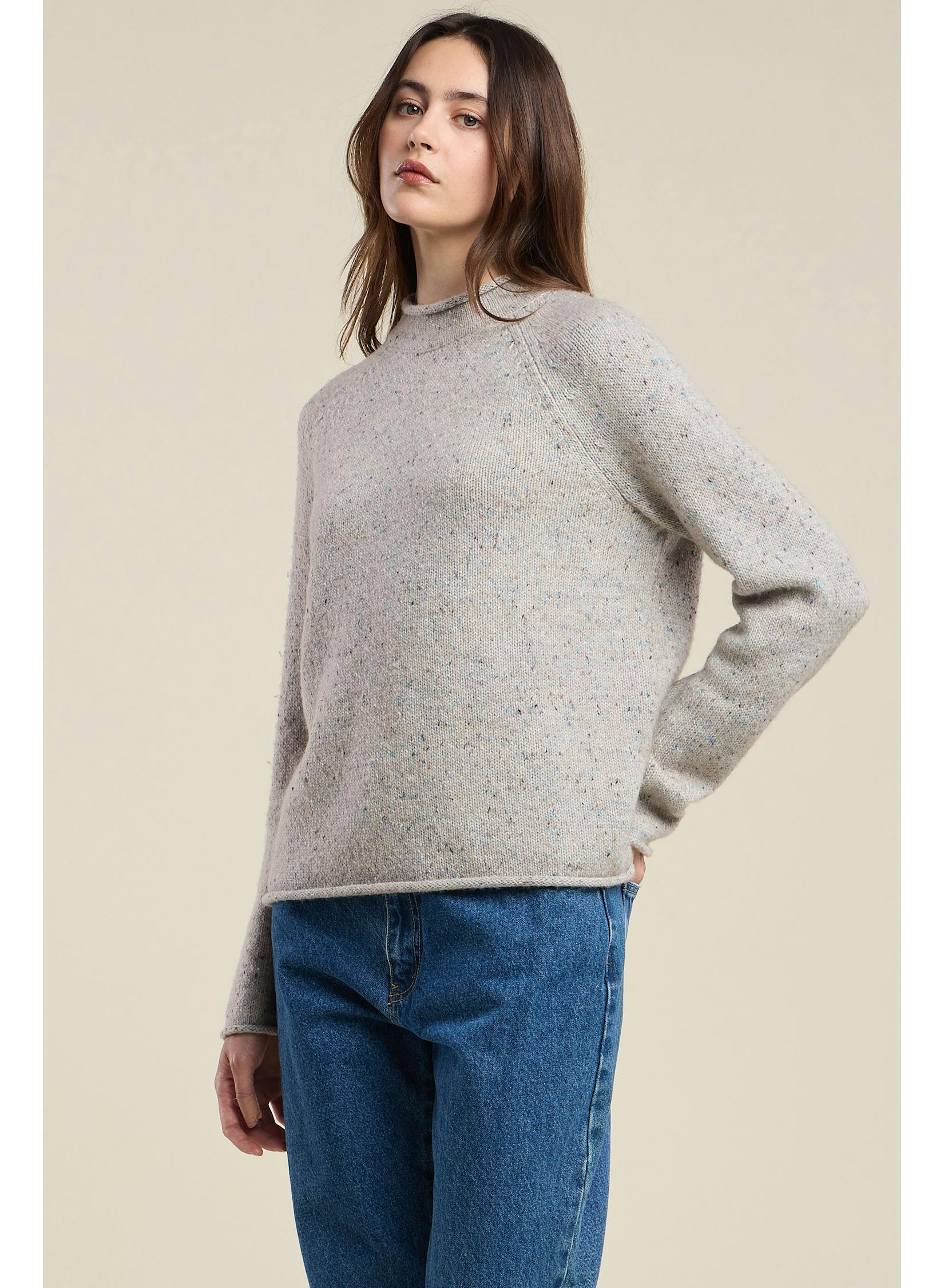 Joelle Tweed Pullover  Oatmeal