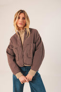Quilted Kimono Jacket - Tobaco