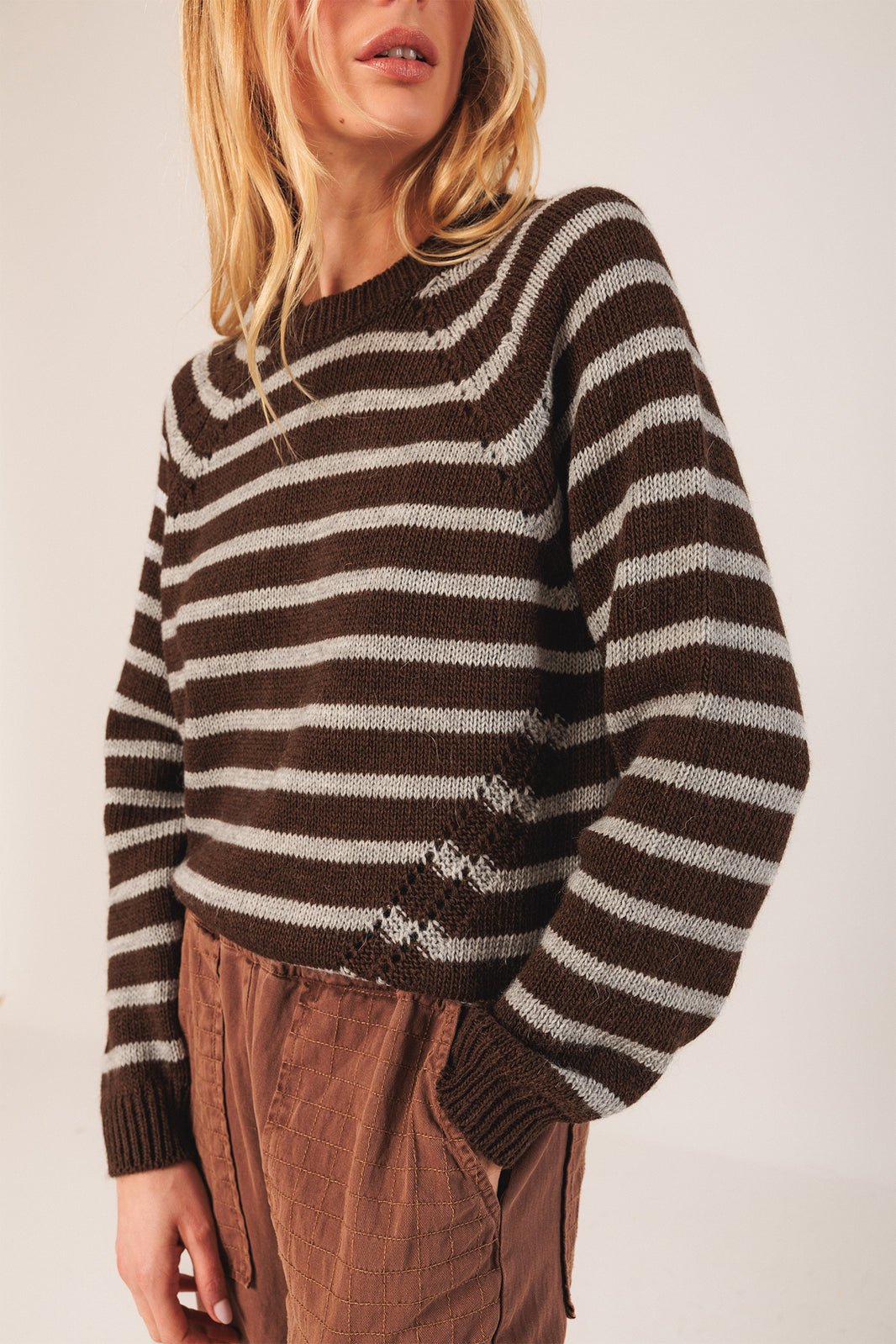 Bicolor Striped Sweater - Chocolate