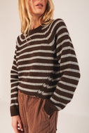 Bicolor Striped Sweater - Chocolate