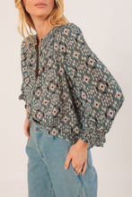 Load image into Gallery viewer, Blue Ikat Print Blouse

