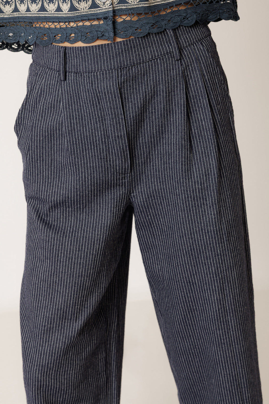 Pleated Pinstripe Pant
