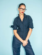 Waisted Fit Shirt in Taffeta Gingham