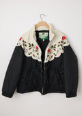 Wildflower Puffer with Embroidery Black
