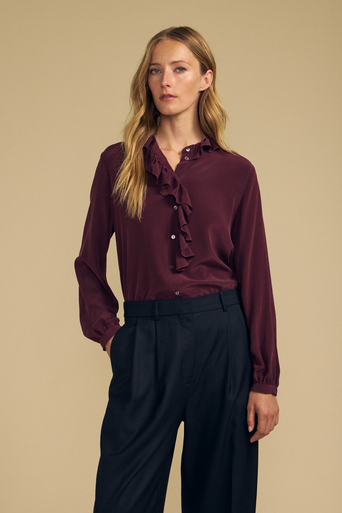 Paige Silk Top Dark Plum