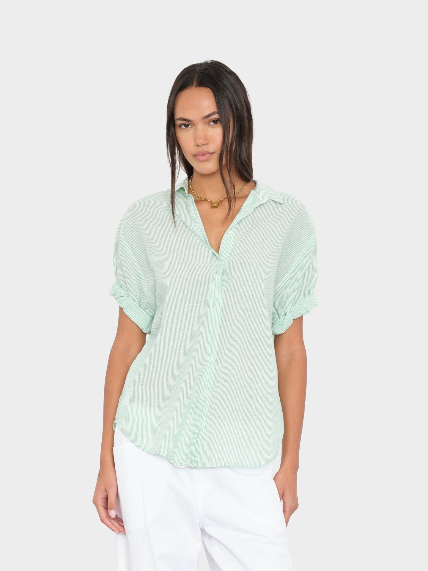 Channing Shirt Fresh Mint Tiny Stripe