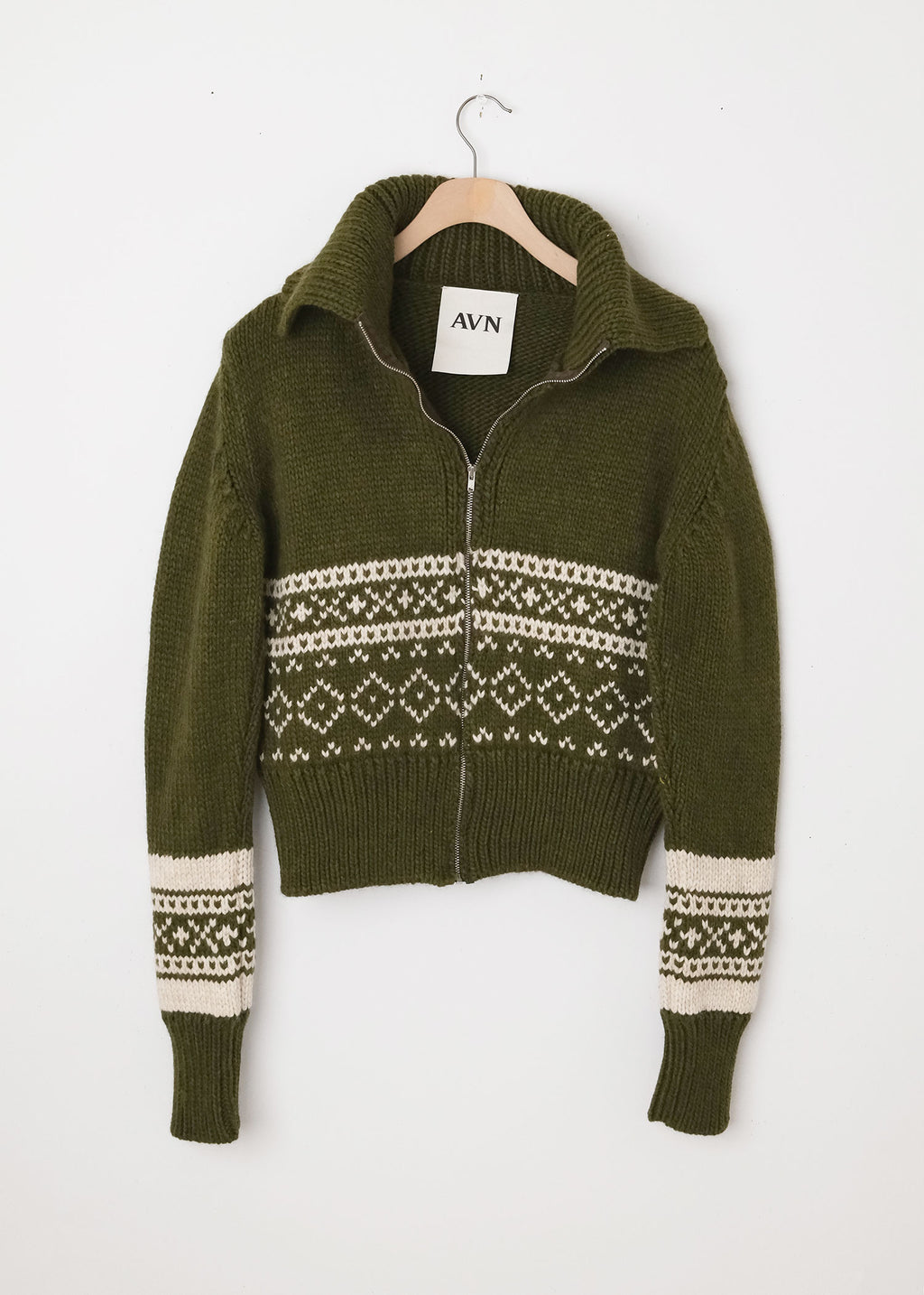 Zip-up Cardigan Military Green