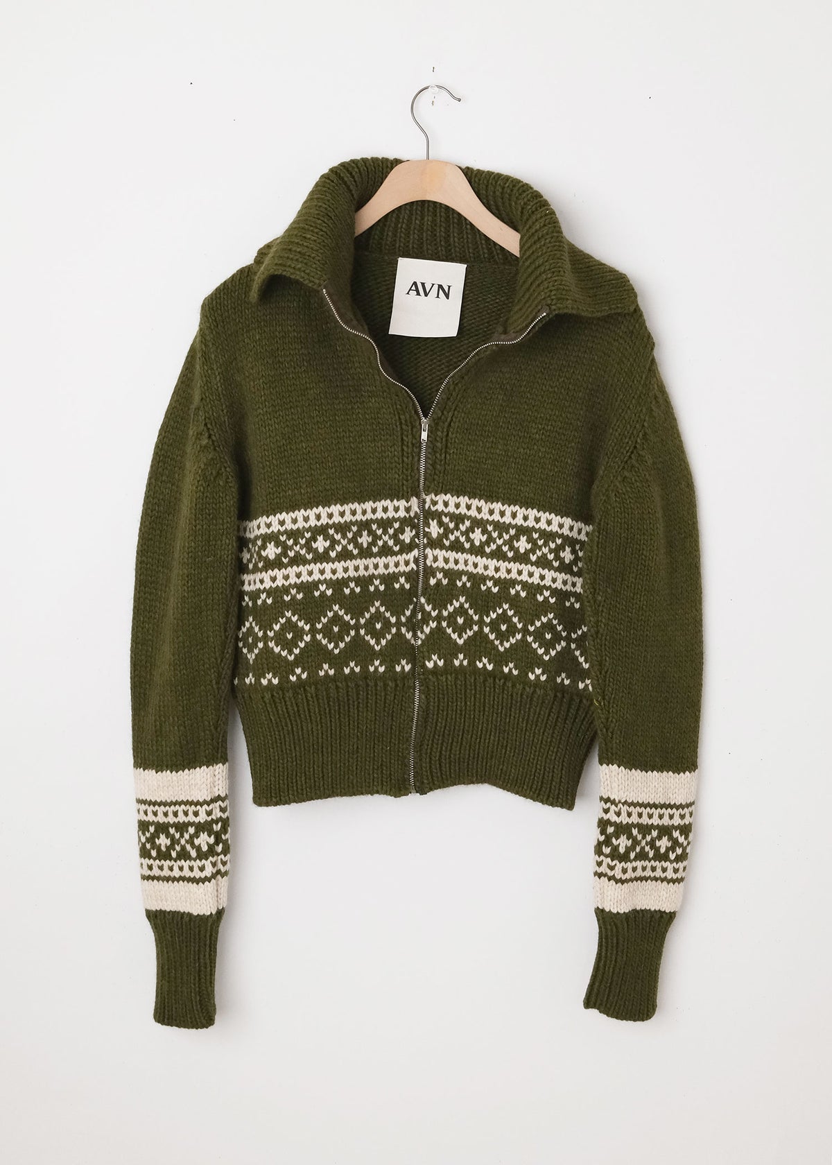 Zip-up Cardigan Military Green