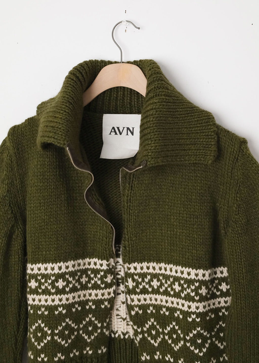 Zip-up Cardigan Military Green