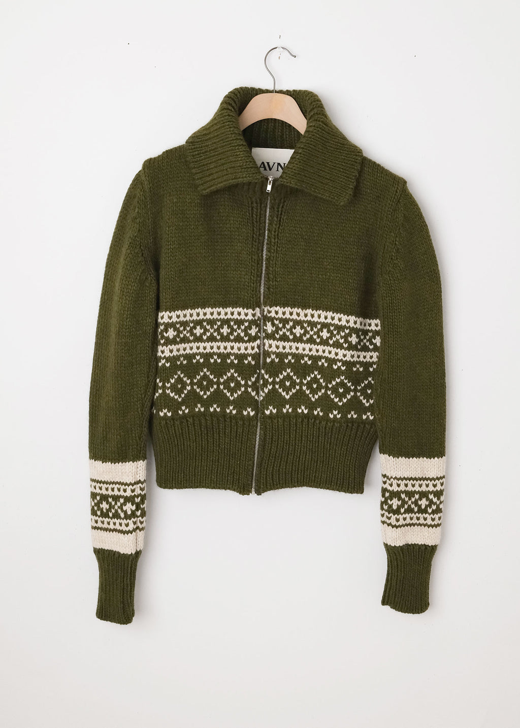 Zip-up Cardigan Military Green