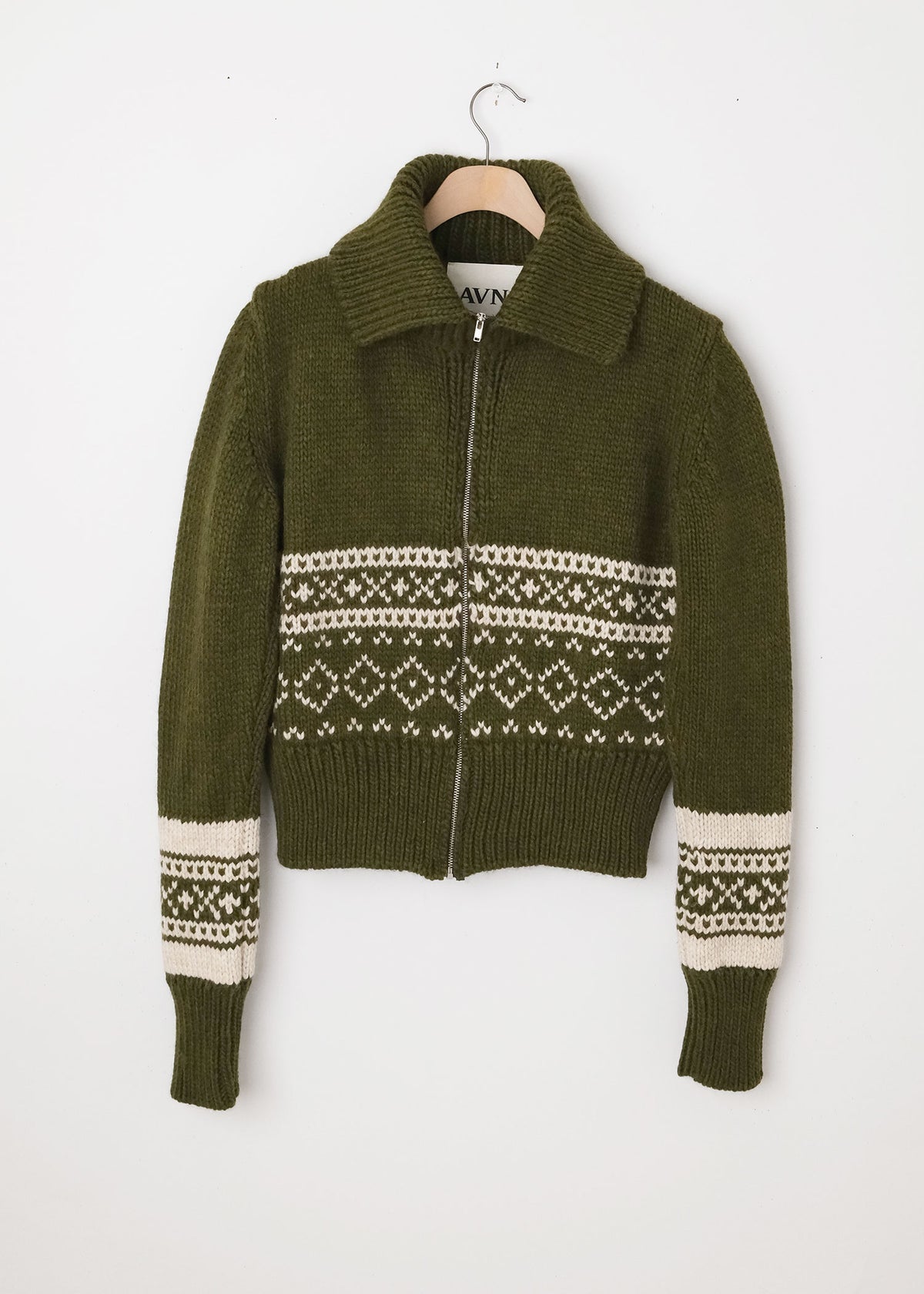 Zip-up Cardigan Military Green